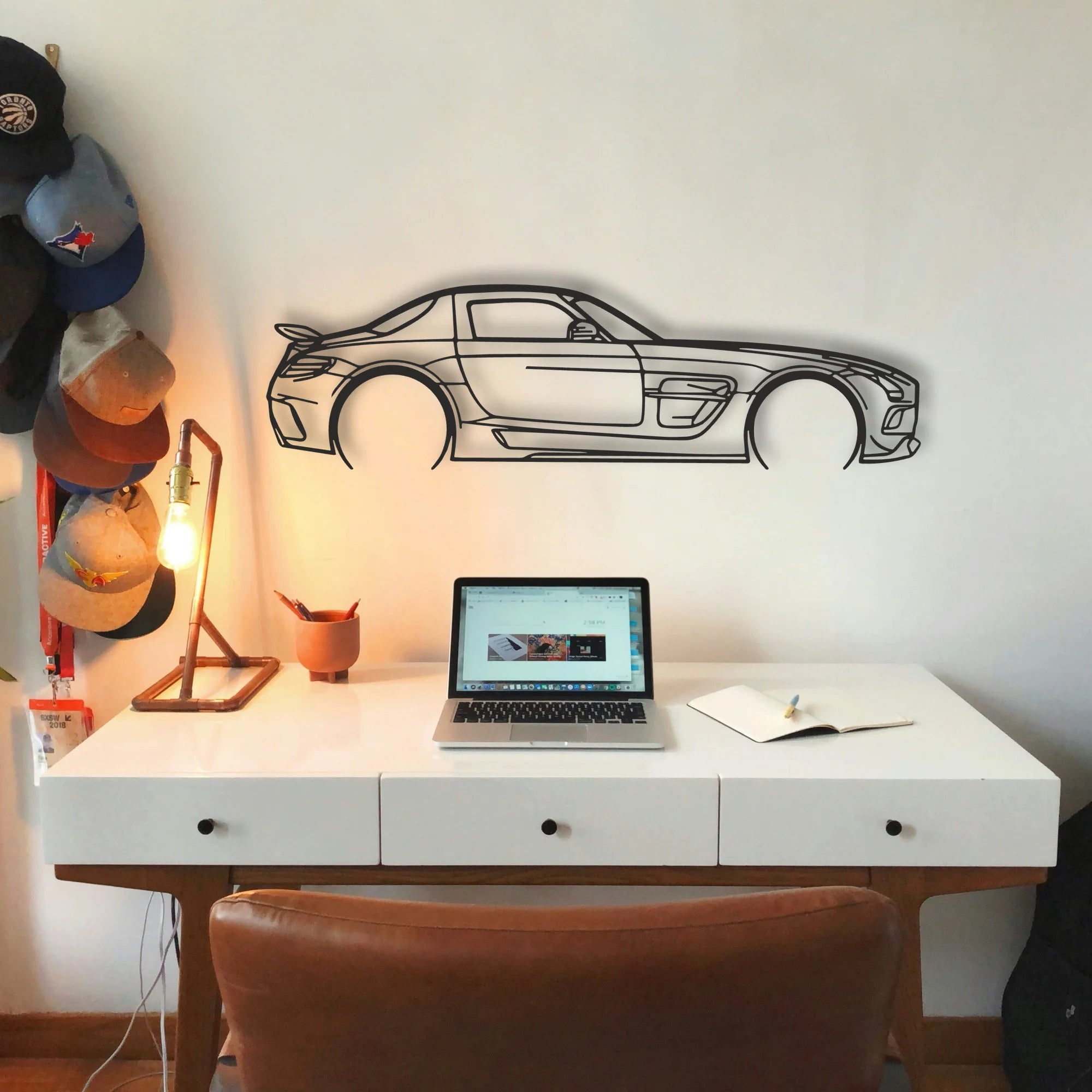 Mercedes SLS AMG Classic Silhouette Metal Wall Art - Tinvibe