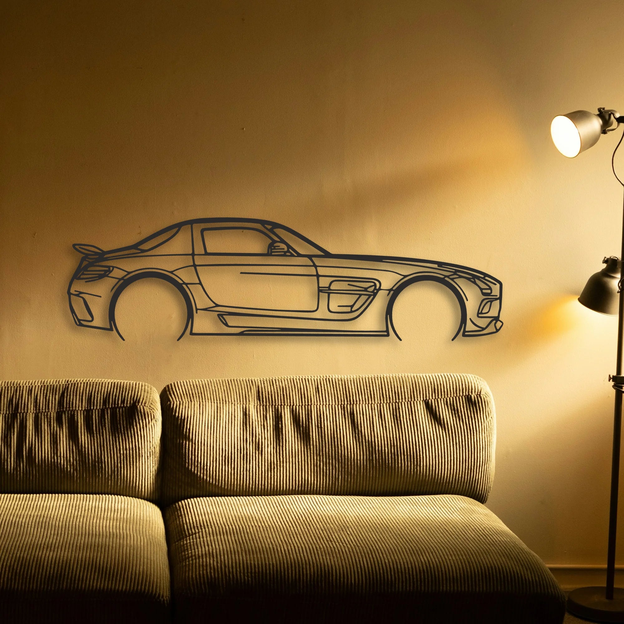 Mercedes SLS AMG Classic Silhouette Metal Wall Art - Tinvibe