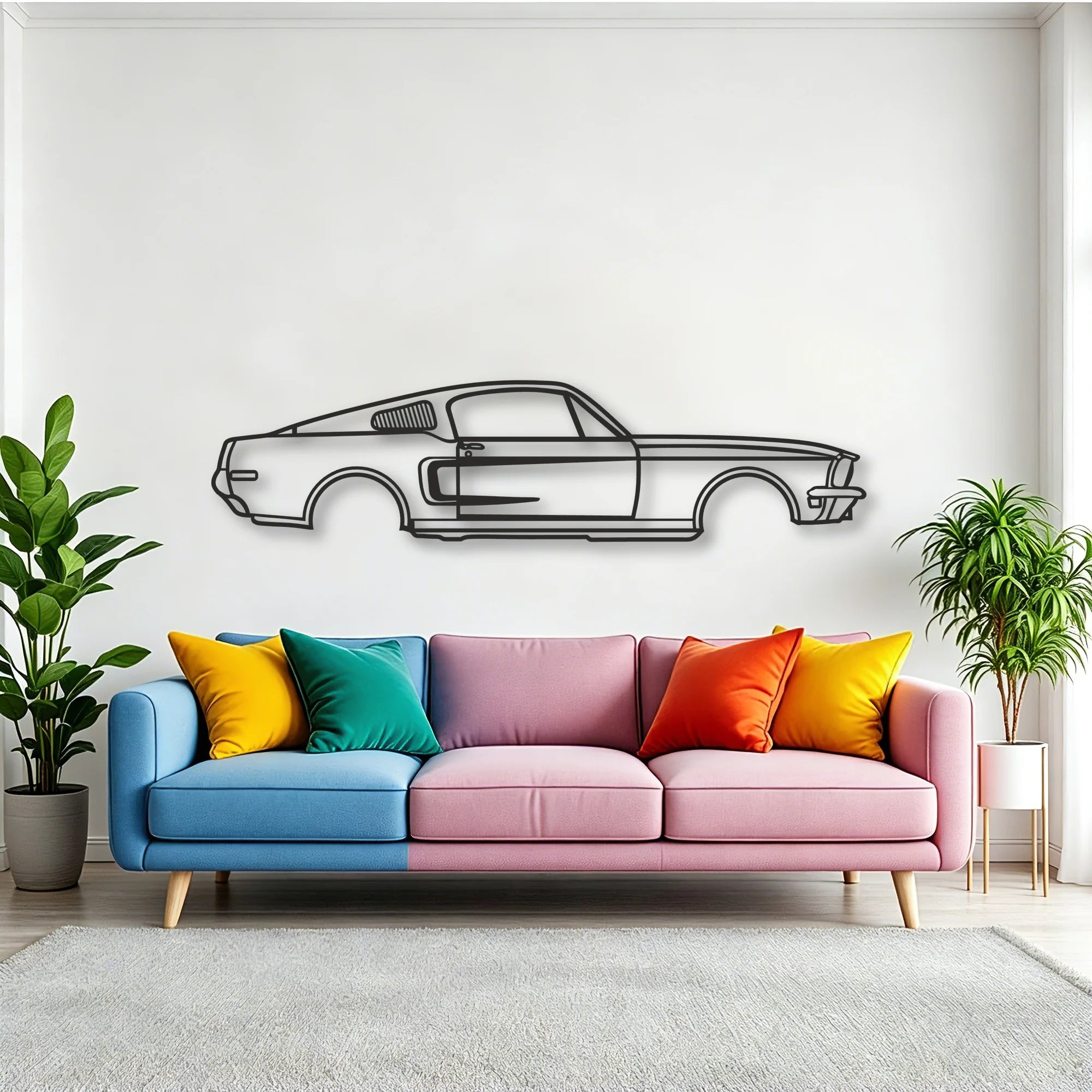 Mustang Classic Silhouette Metal Wall Art - Tinvibe