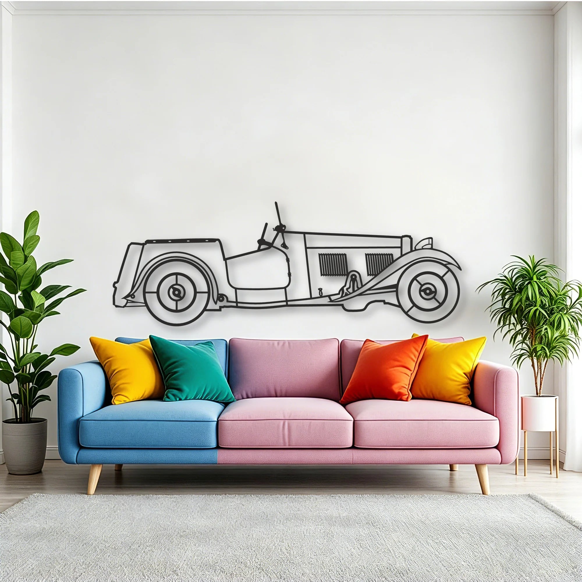 OLD Classic CAR Classic Silhouette Metal Wall Art - Tinvibe