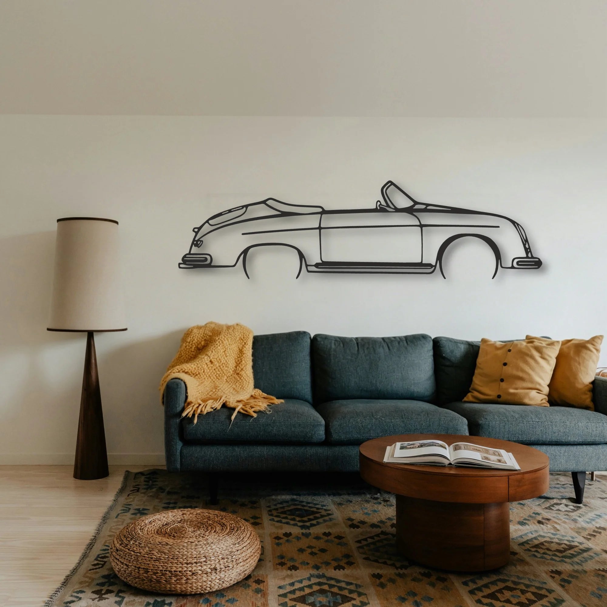 Porsche 356 Speedster Classic Silhouette Metal Wall Art - Tinvibe