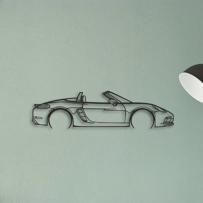 Porsche 718 Boxster GTS Classic Silhouette Metal Wall Art - Tinvibe