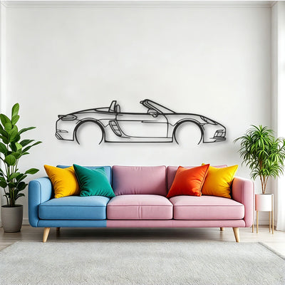 Porsche 718 Boxster GTS Classic Silhouette Metal Wall Art - Tinvibe