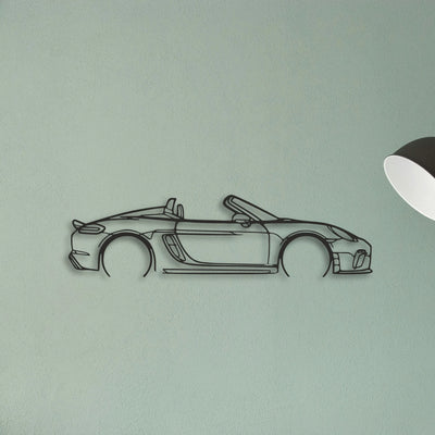 Porsche 718 Spider 2020 Classic Silhouette Metal Wall Art - Tinvibe