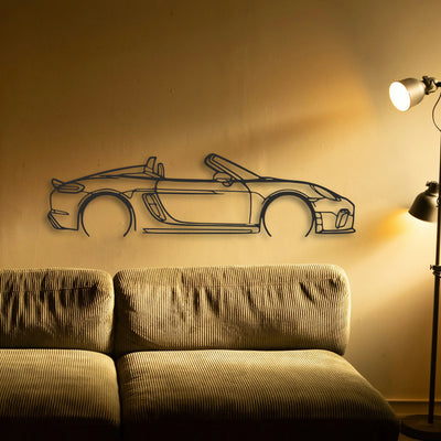 Porsche 718 Spider 2020 Classic Silhouette Metal Wall Art - Tinvibe