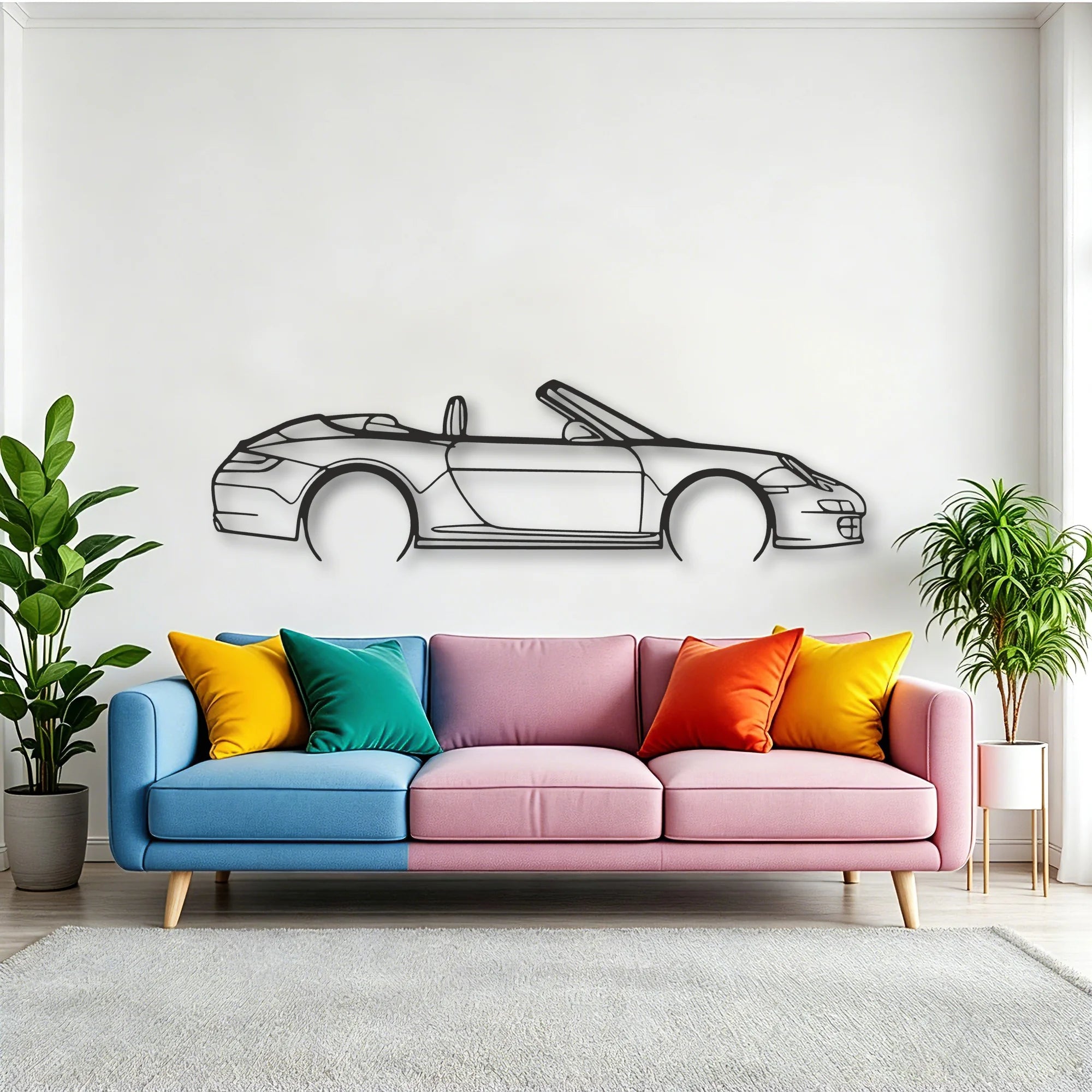 Porsche 911 Cabrio Model 997 Classic Silhouette Metal Wall Art - Tinvibe