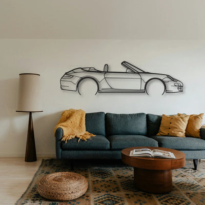 Porsche 911 Cabrio Model 997 Classic Silhouette Metal Wall Art - Tinvibe