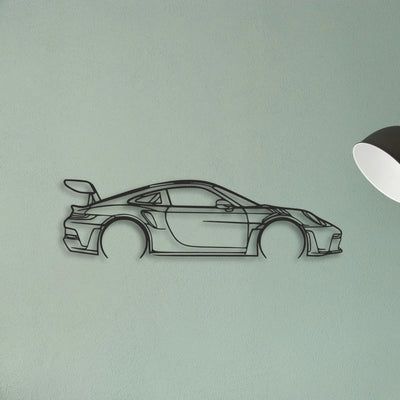 Porsche 911 GT3 RS 992 Classic Silhouette Metal Wall Art - Tinvibe