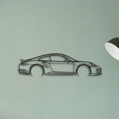 Porsche 911 Model 991 Turbo S Classic Silhouette Metal Wall Art - Tinvibe