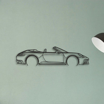 Porsche 911 Model 992 Convertible Classic Silhouette Metal Wall Art - Tinvibe