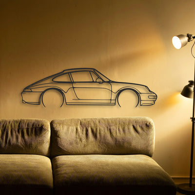 Porsche 911 Model 993 Classic Silhouette Metal Wall Art - Tinvibe