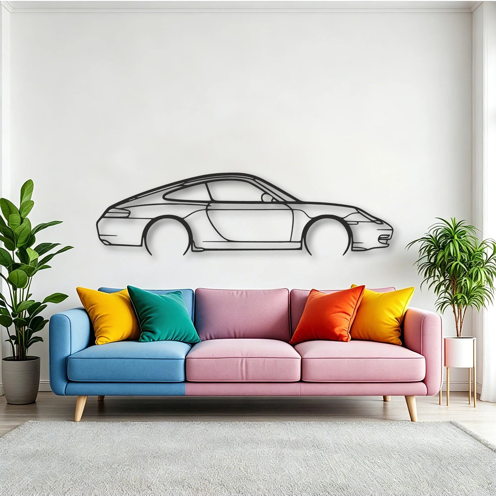 Porsche 911 Model 996 Classic Silhouette Metal Wall Art - Tinvibe