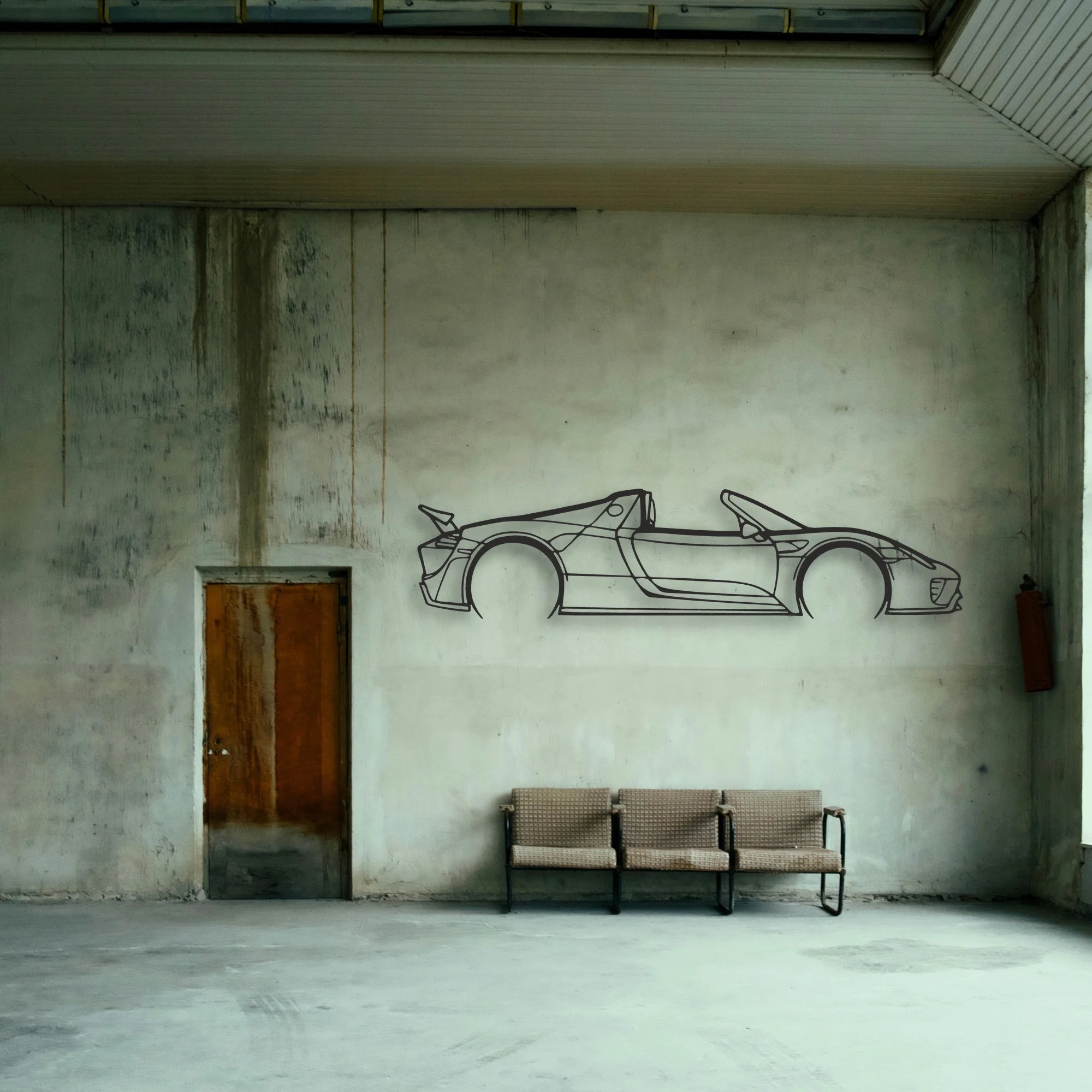 Porsche 918 Spider Classic Silhouette Metal Wall Art - Tinvibe