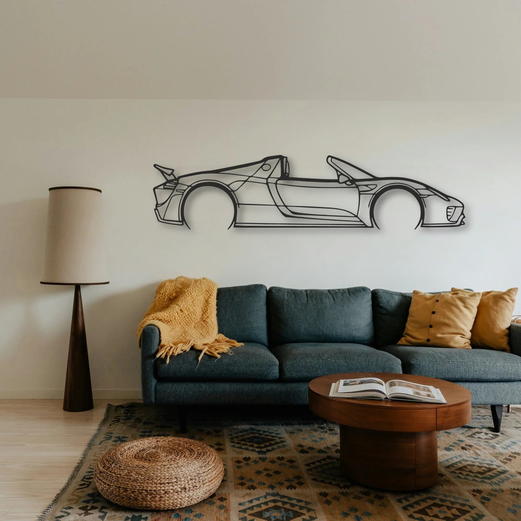 Porsche 918 Spider Classic Silhouette Metal Wall Art - Tinvibe