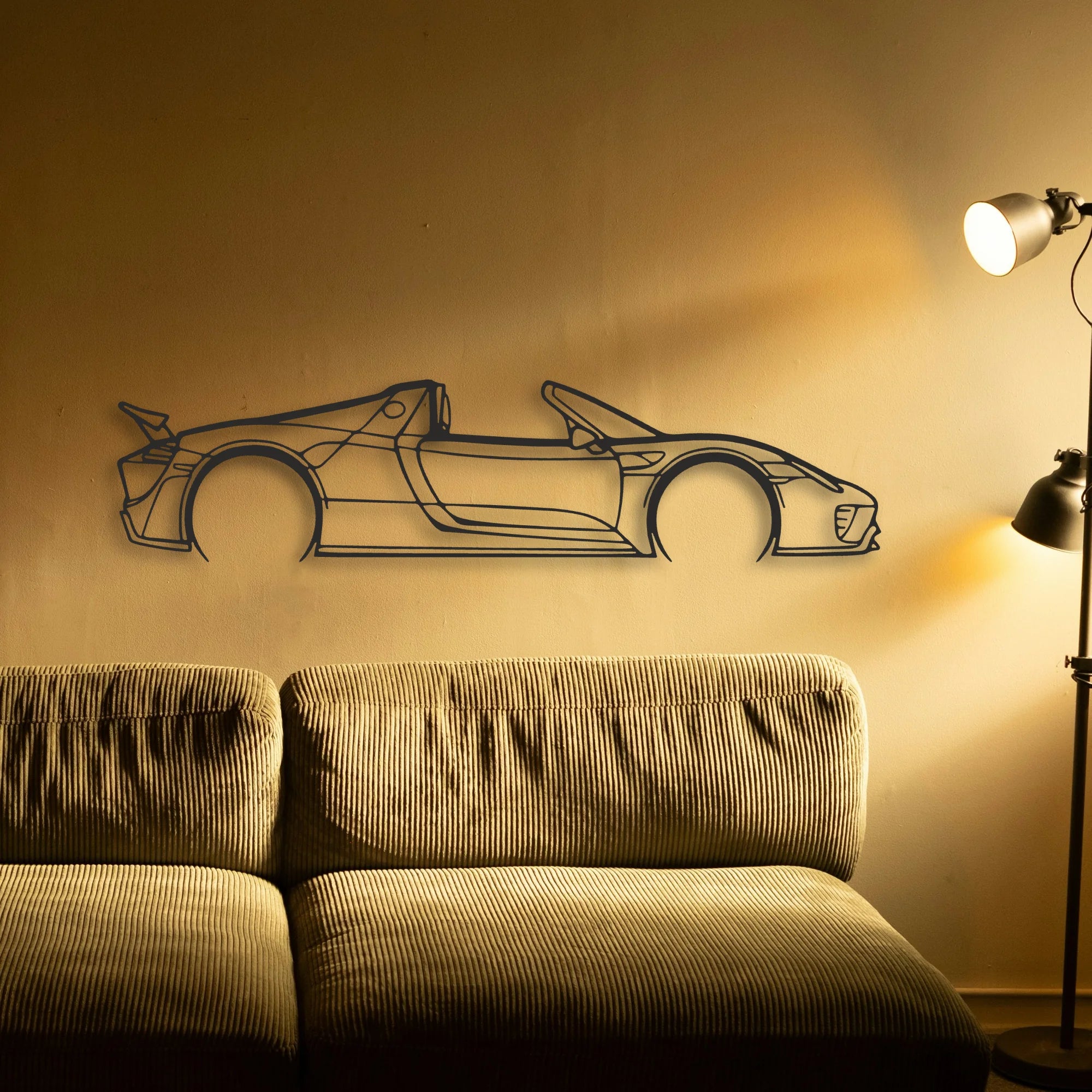 Porsche 918 Spider Classic Silhouette Metal Wall Art - Tinvibe