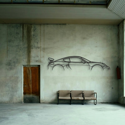 Porsche Cayman GT4 981 Classic Silhouette Metal Wall Art - Tinvibe