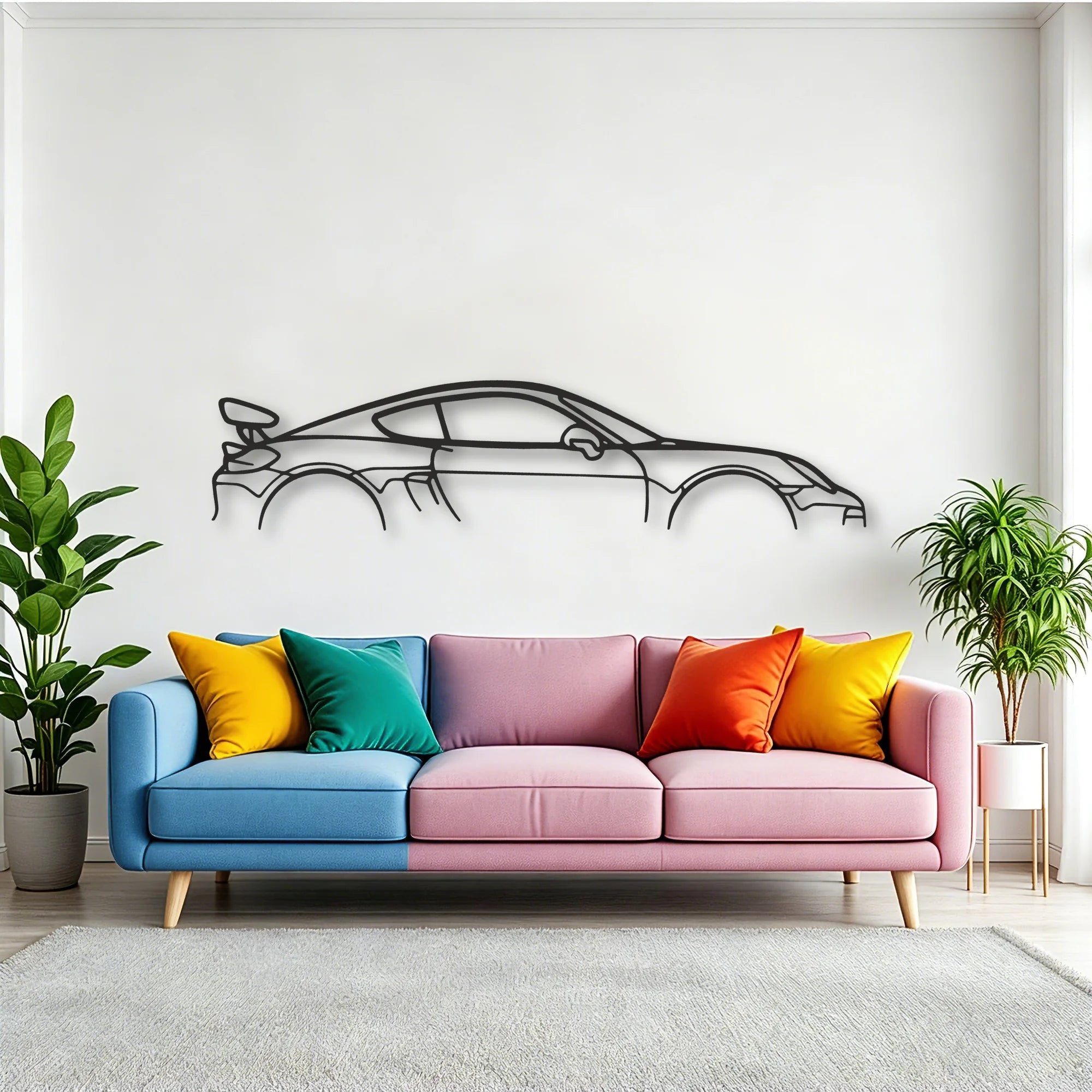 Porsche Cayman GT4 981 Classic Silhouette Metal Wall Art - Tinvibe