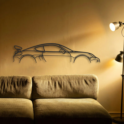 Porsche Cayman GT4 981 Classic Silhouette Metal Wall Art - Tinvibe