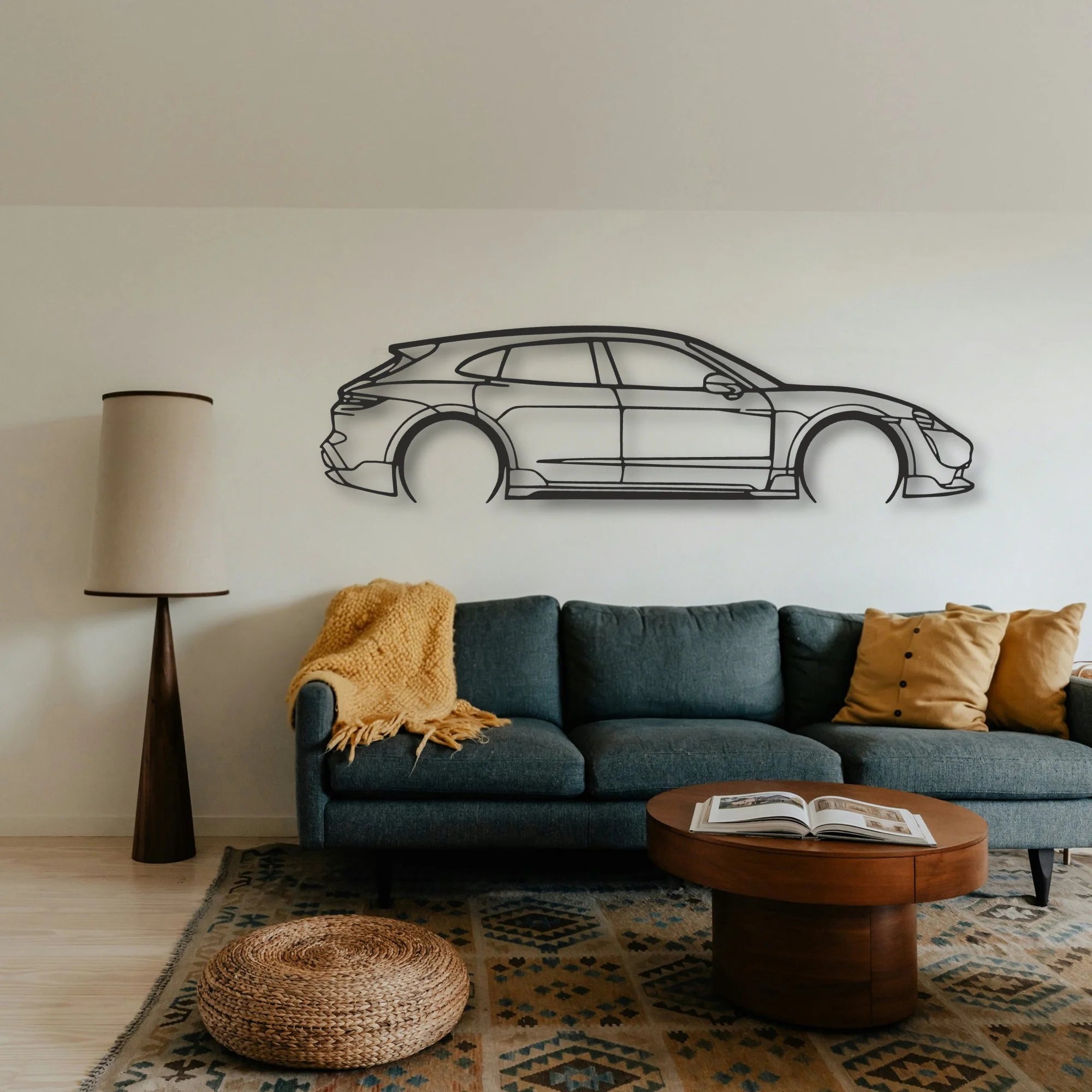 Porsche Taycan Turbo Cross Classic Silhouette Metal Wall Art - Tinvibe