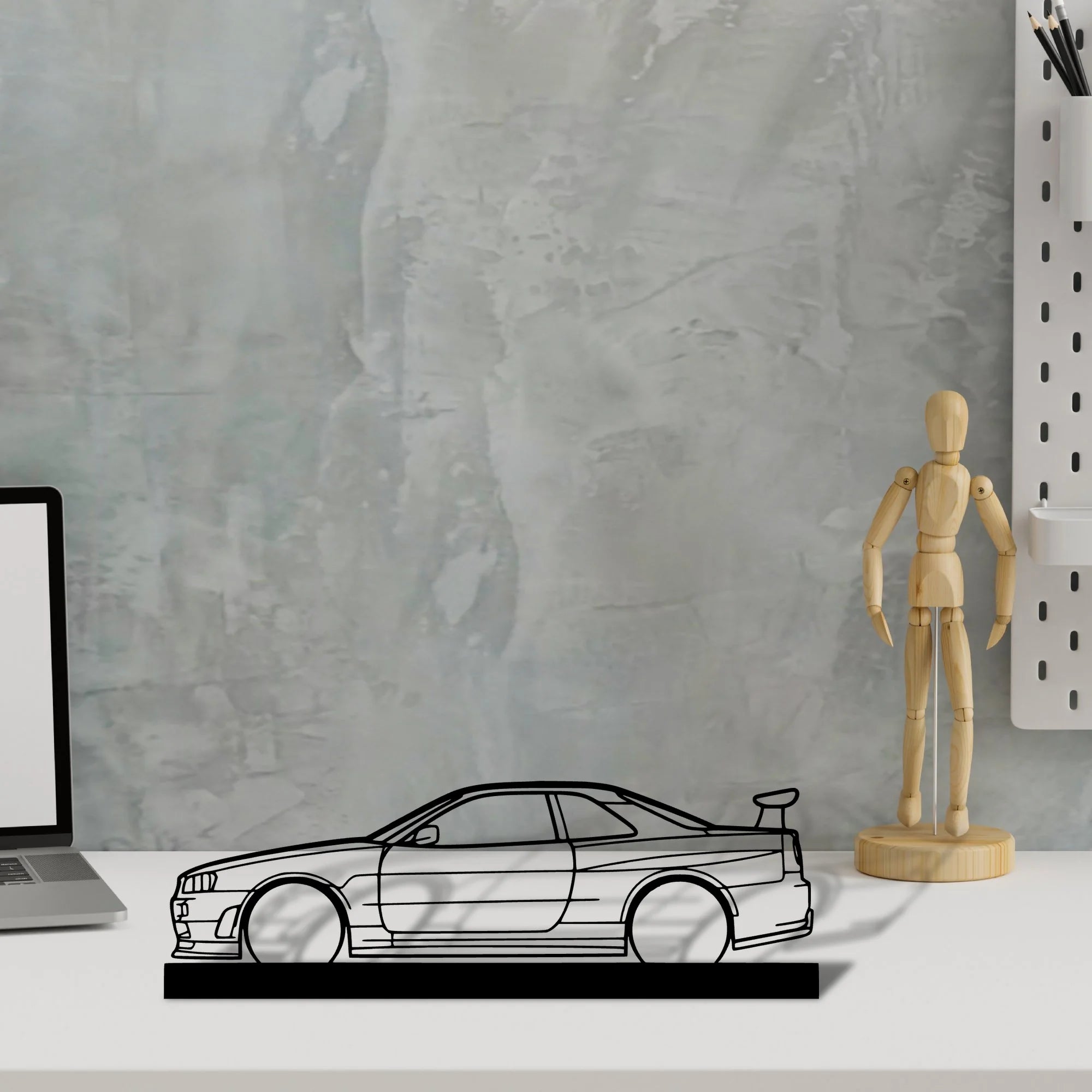 r34-gtr Silhouette Metal Art Stand - Tinvibe