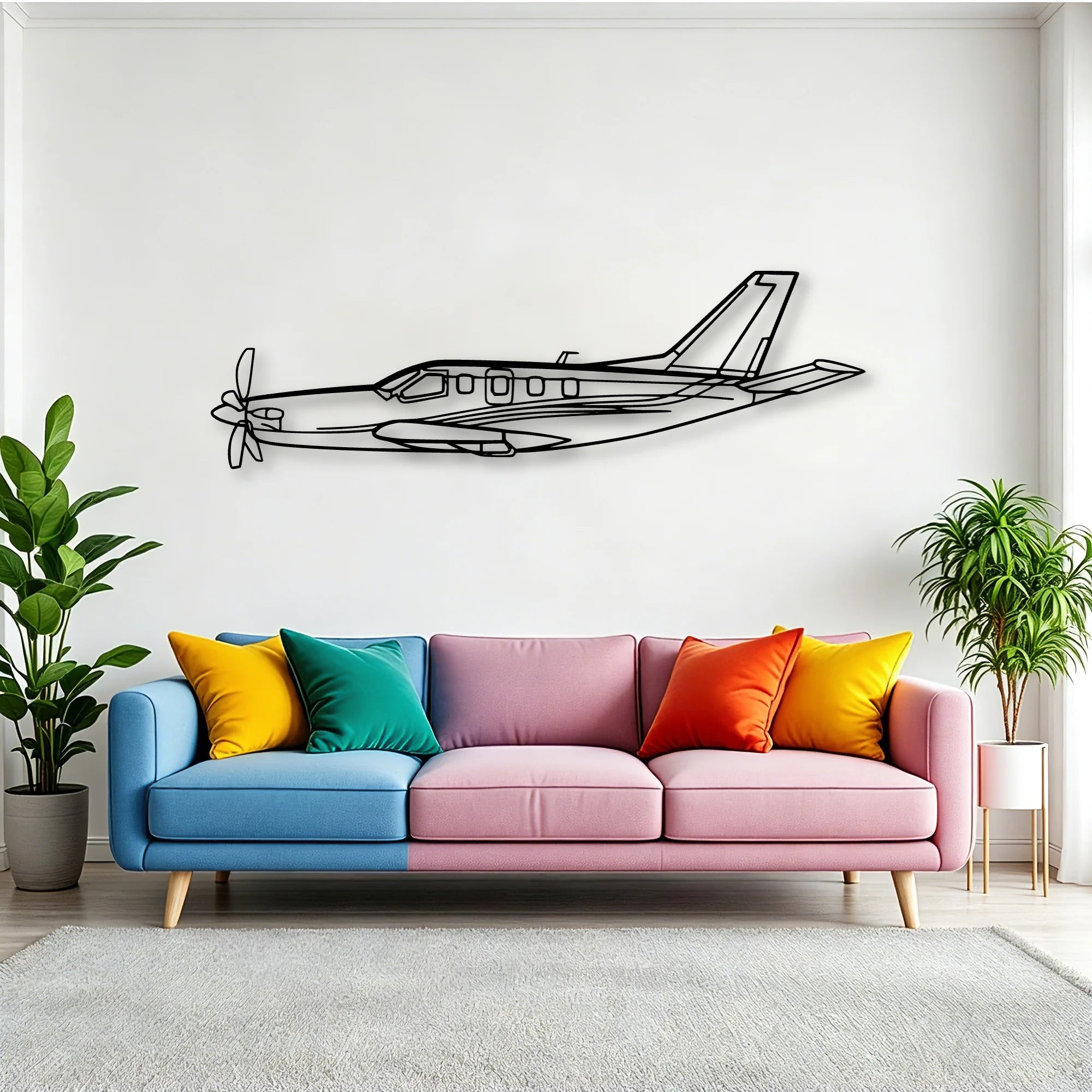 Tbm Classic Aircraft Silhouette Metal Wall Art - Tinvibe