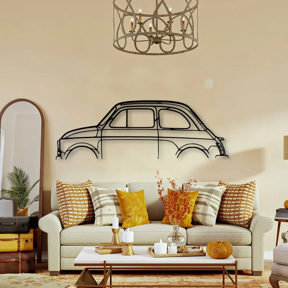 Fiat 500 1971 profile on a statement wall