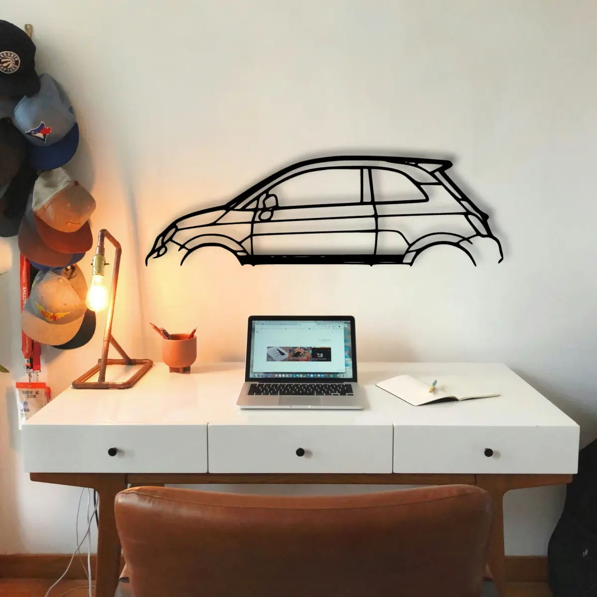 Fiat 500 Abarth profile on a statement wall