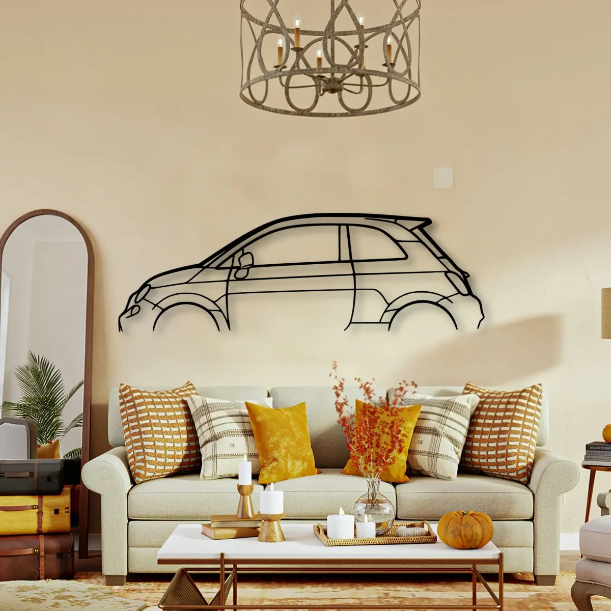 Fiat 500 form on a feature wall