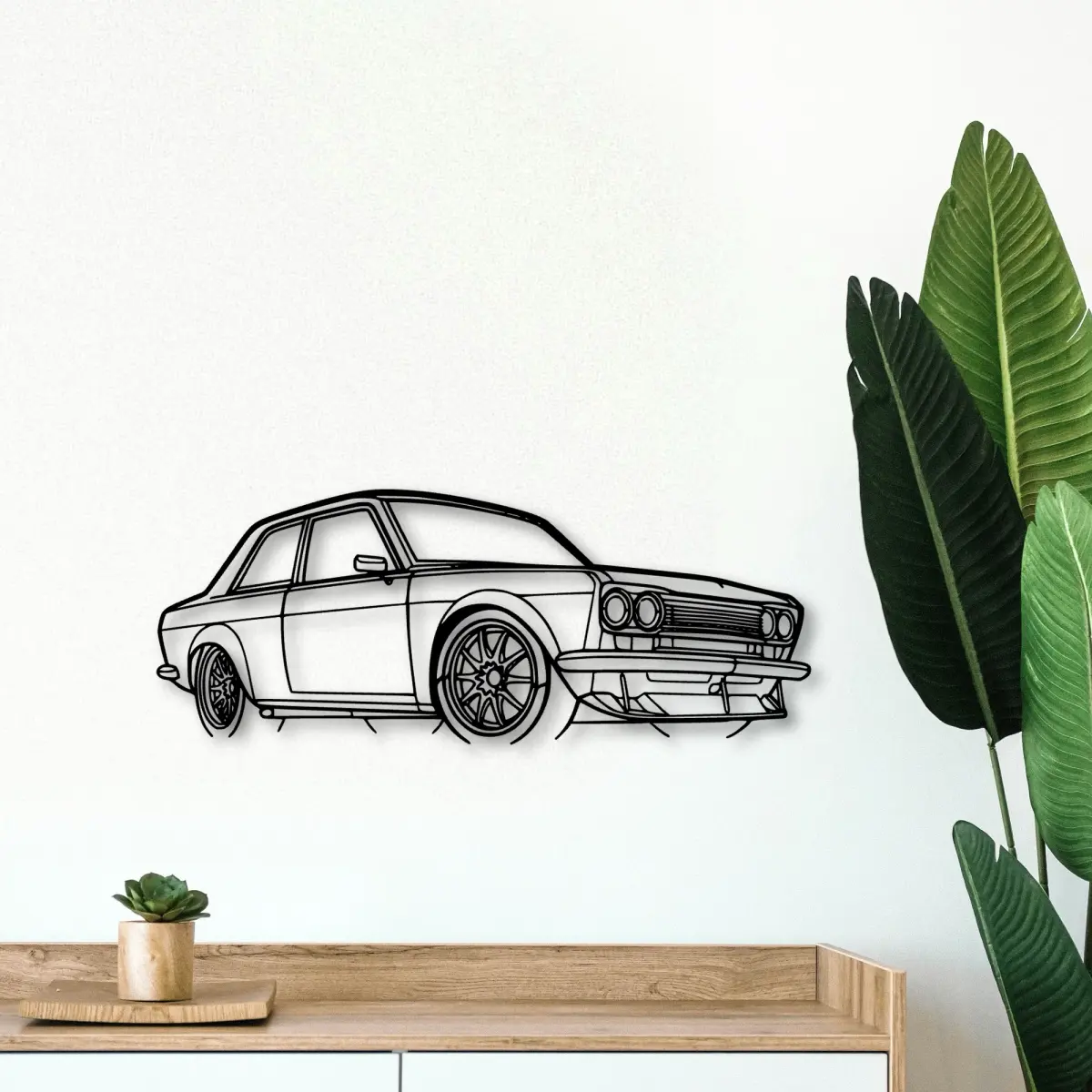 Nissan 510 1973 Angle cut-metal silhouette from the Tinvibe range