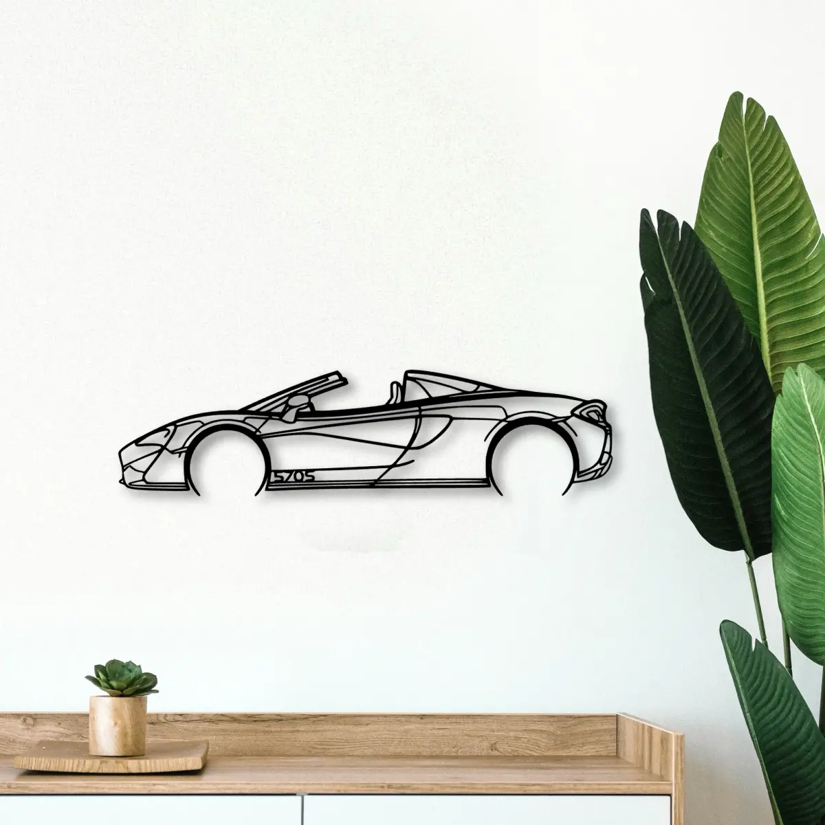 Mclaren 570s Convertible cut-metal silhouette from the Tinvibe range