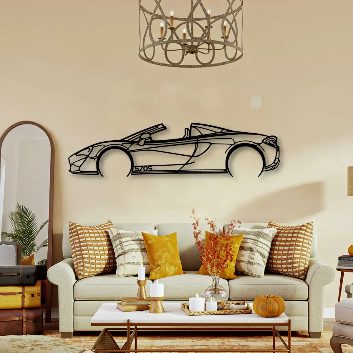 Mclaren 570s Convertible silhouette on a feature wall