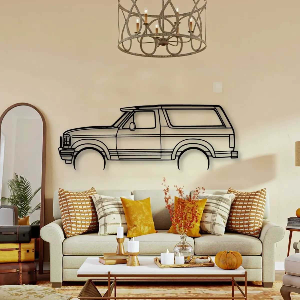Ford Bronco Xlt 1995 silhouette at feature-wall scale