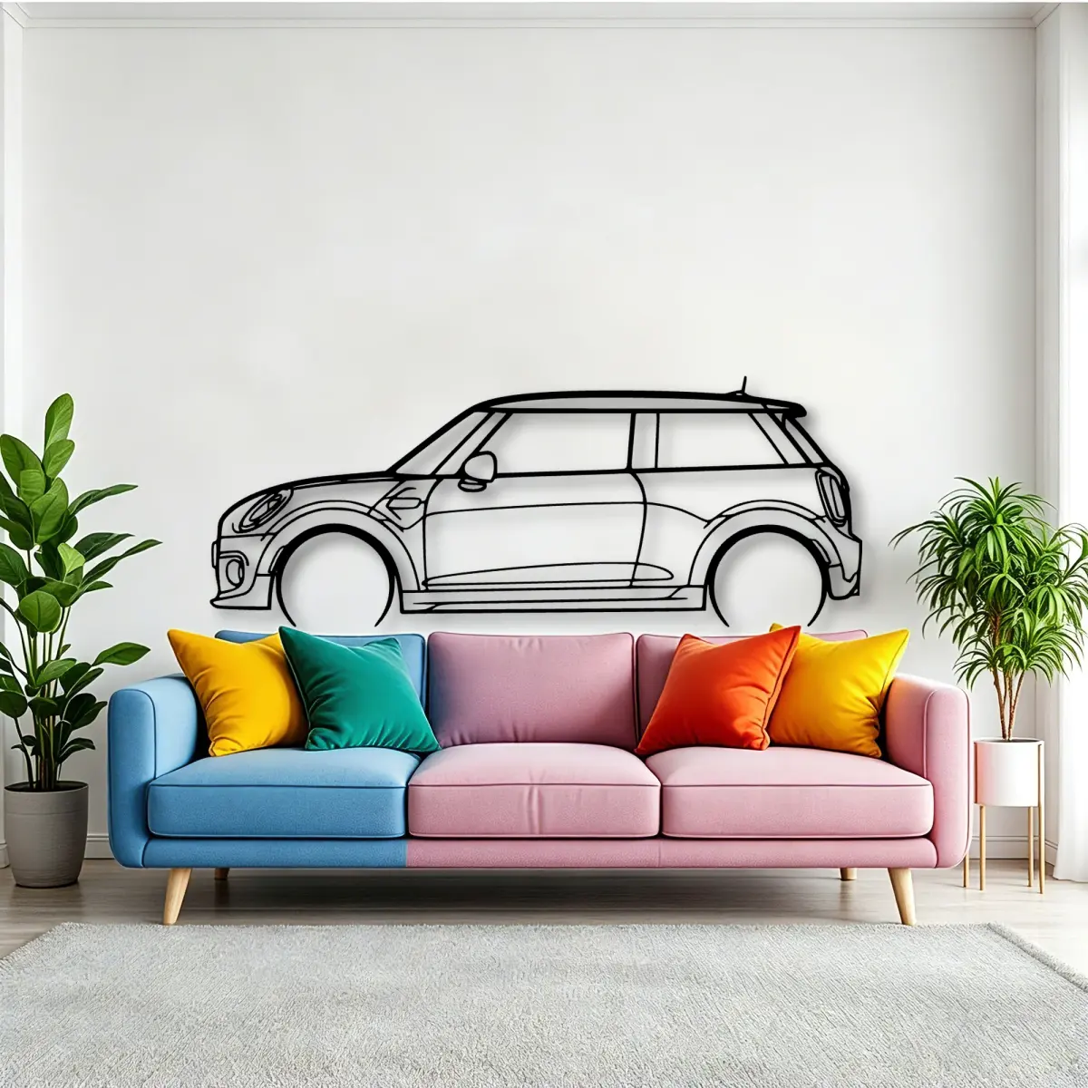 Mini Cooper S 2015 outline on a focal wall