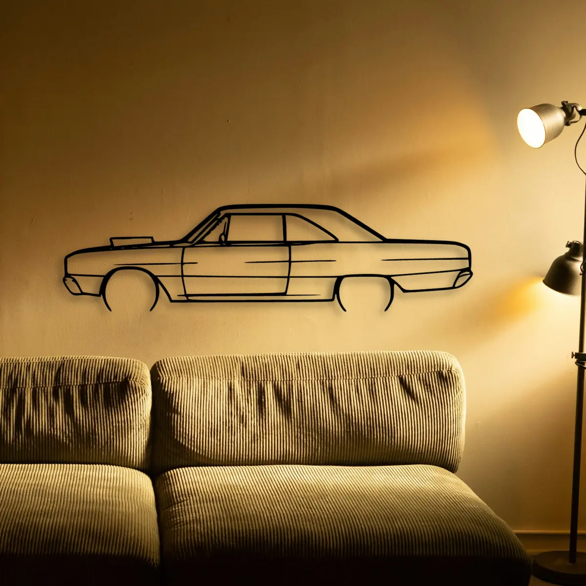 Dodge Dart 1967 cut steel silhouette edge detail