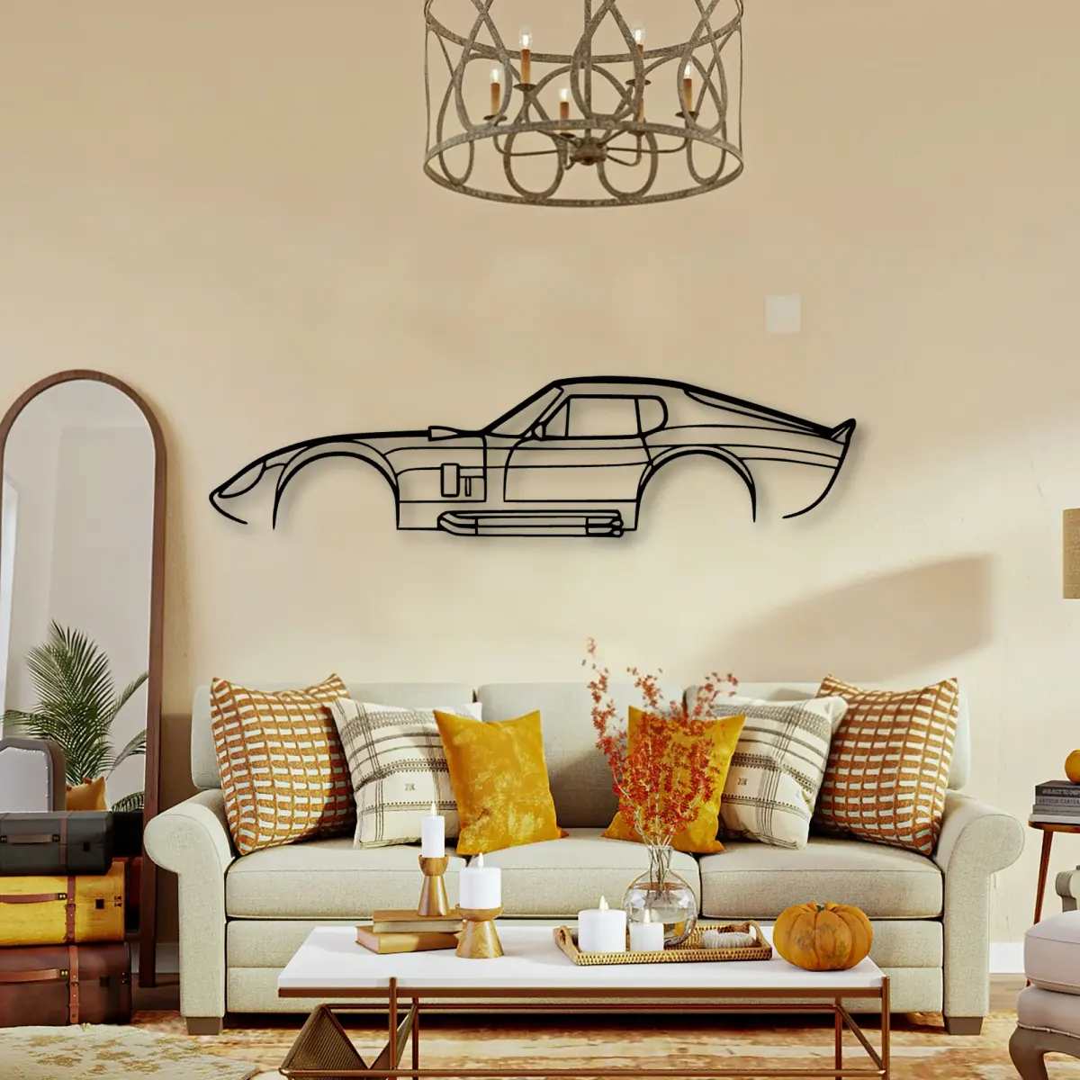 Ferrari Daytona 1965 2 outline on a focal wall
