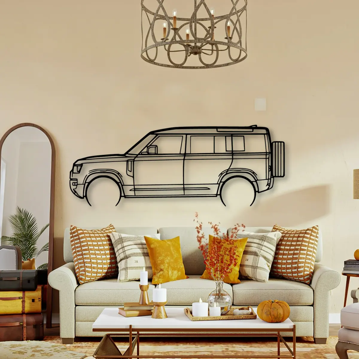 Land Rover Defender 110 2022 outline on a focal wall
