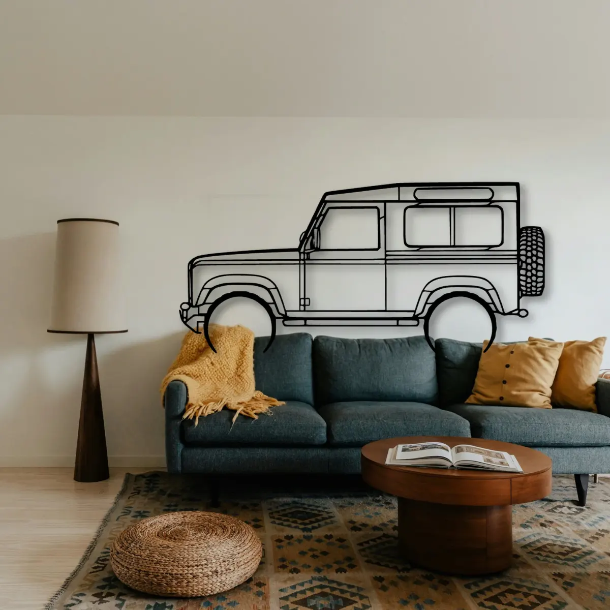 Land Rover Defender 90 2005 outline on a focal wall