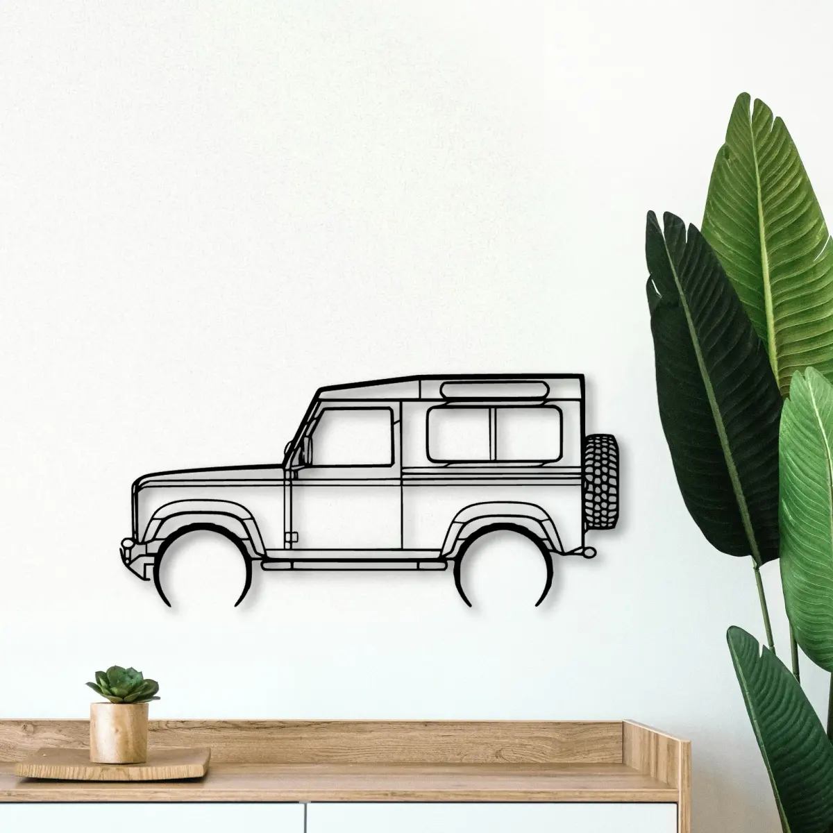 Land Rover Defender 90 2005 outline on a focal wall