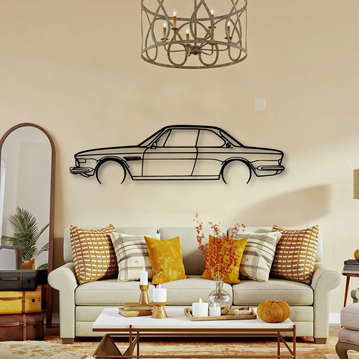 Bmw E9 3 0 Cs 1972 silhouette on a feature wall