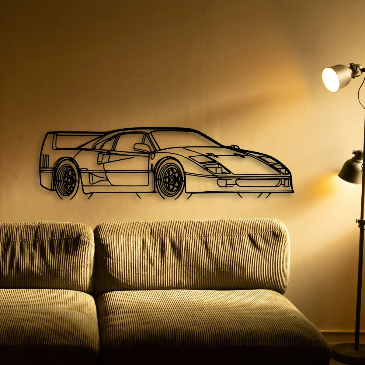 Ferrari F40 Angle silhouette on a feature wall