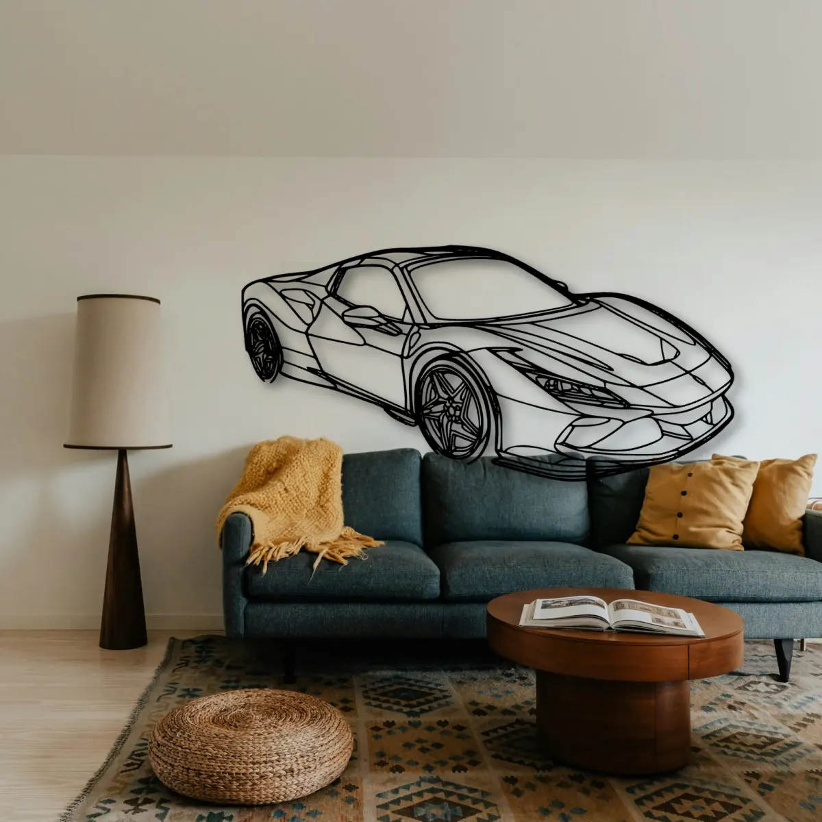 Ferrari F8 Tributo profile at feature-wall scale