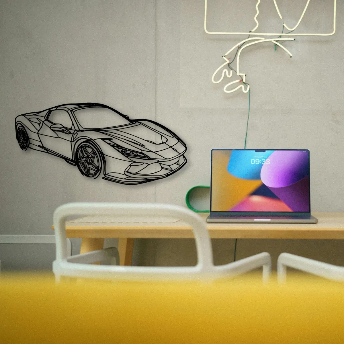 Ferrari F8 Tributo profile at feature-wall scale