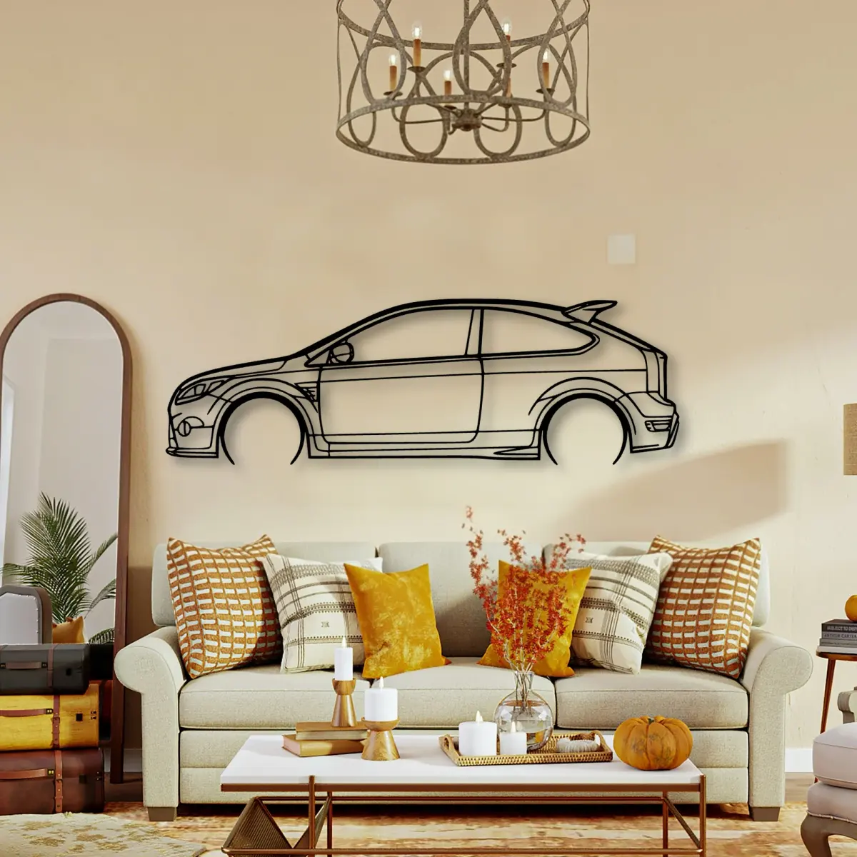 Ford Focus RS Lv outline on a focal wall