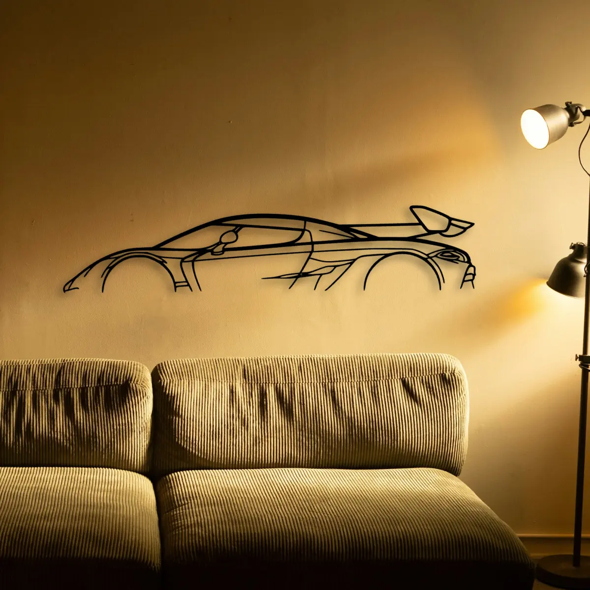 Koenigsegg Jesko silhouette at feature-wall scale