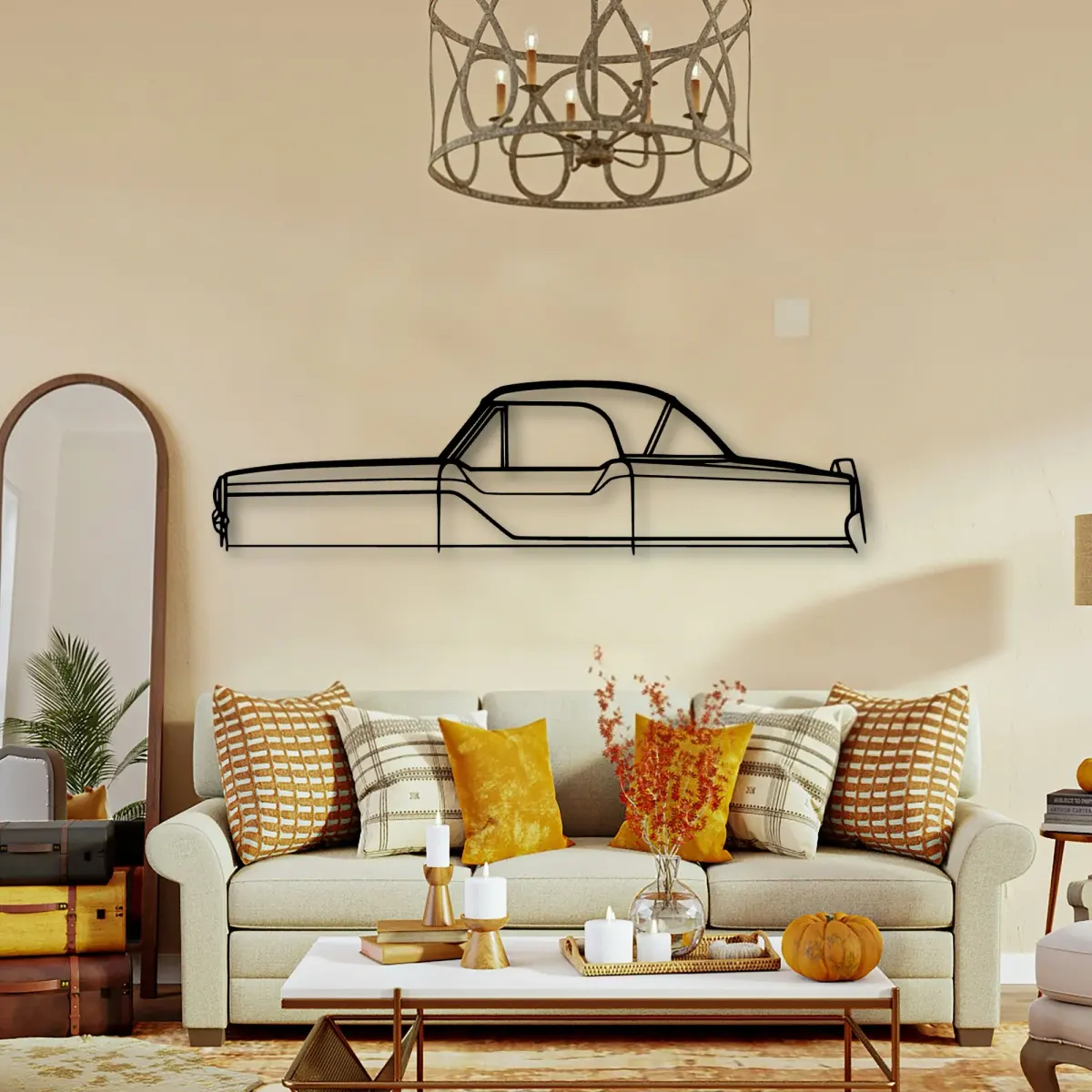 Mini Metropolitan 1956 outline at feature-wall scale