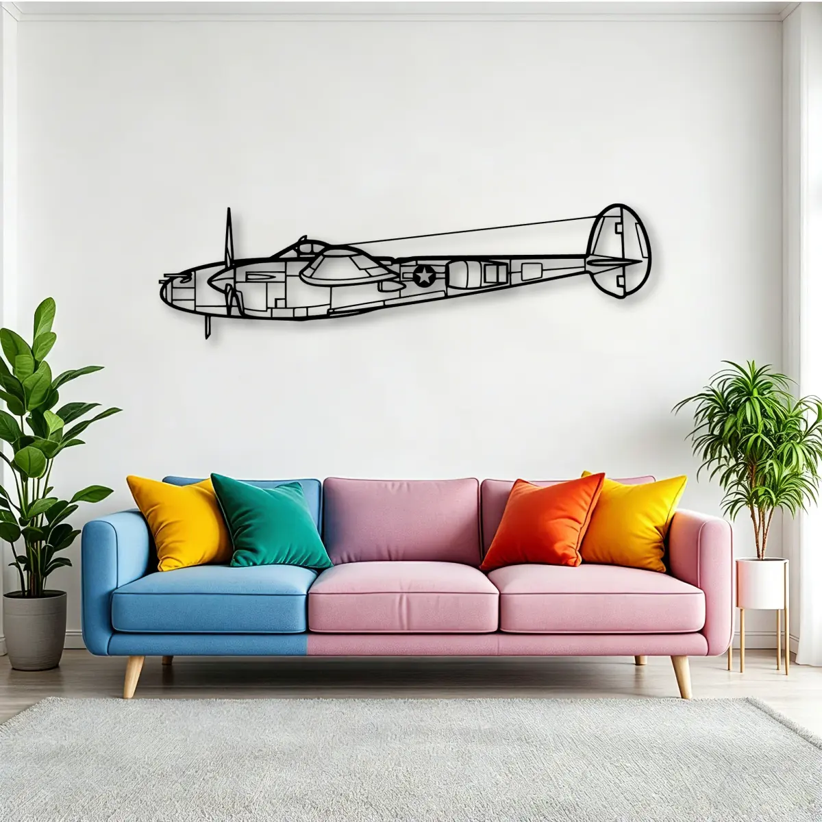 P 38l Lightning 1945 cut-metal silhouette from the Tinvibe range