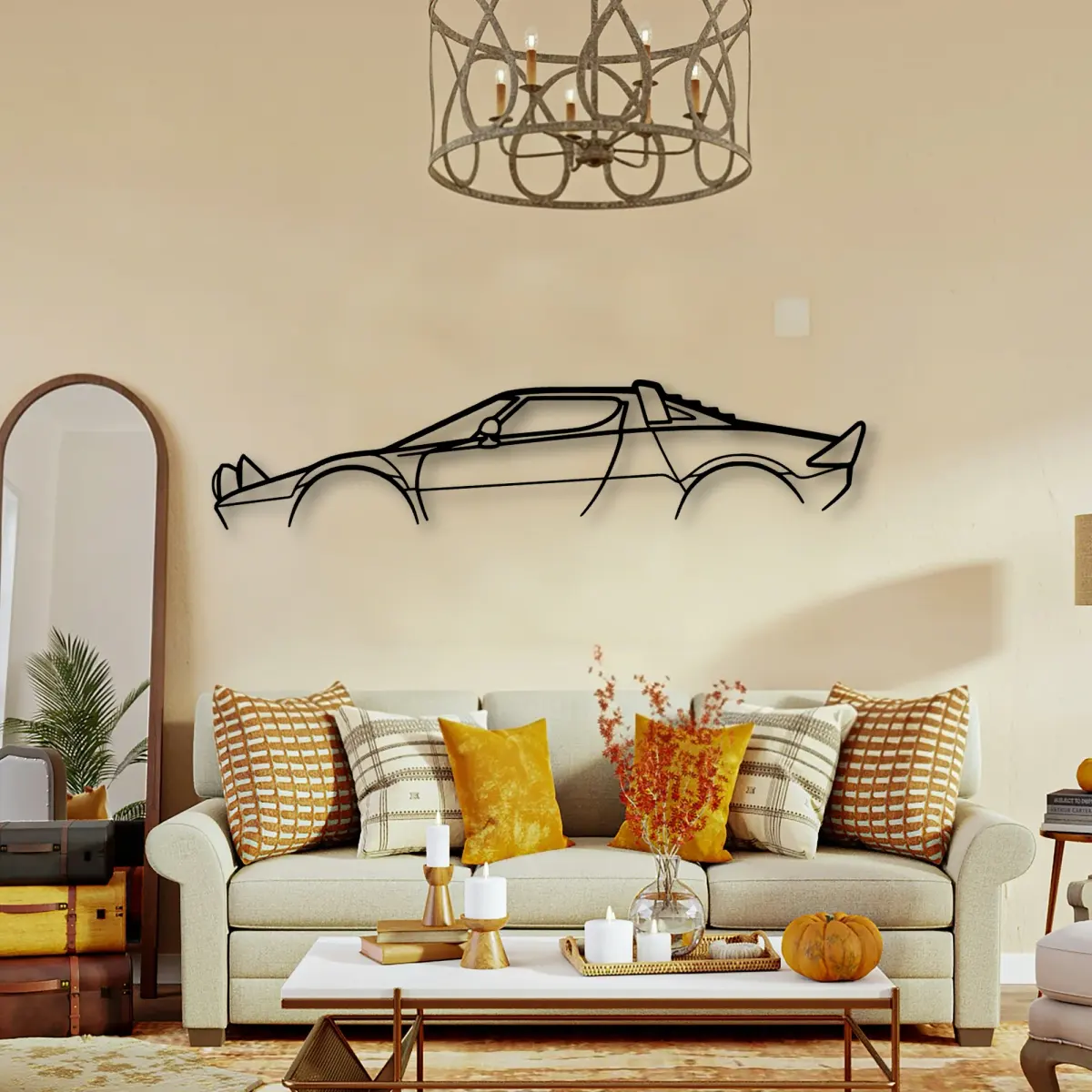 Lancia Stratos form on a feature wall