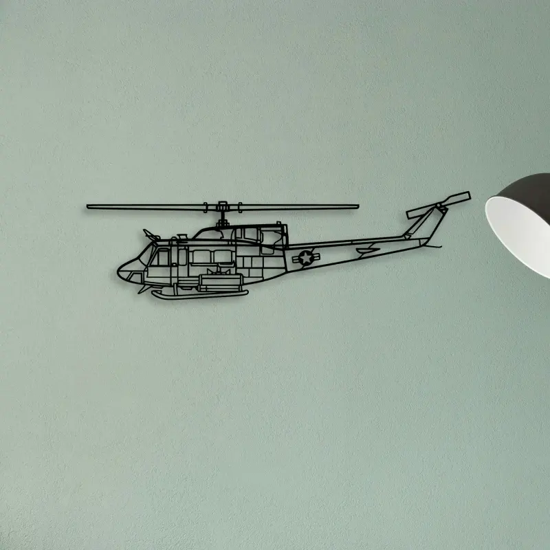 Uh 1N Huey — XS (50 cm) metal wall art