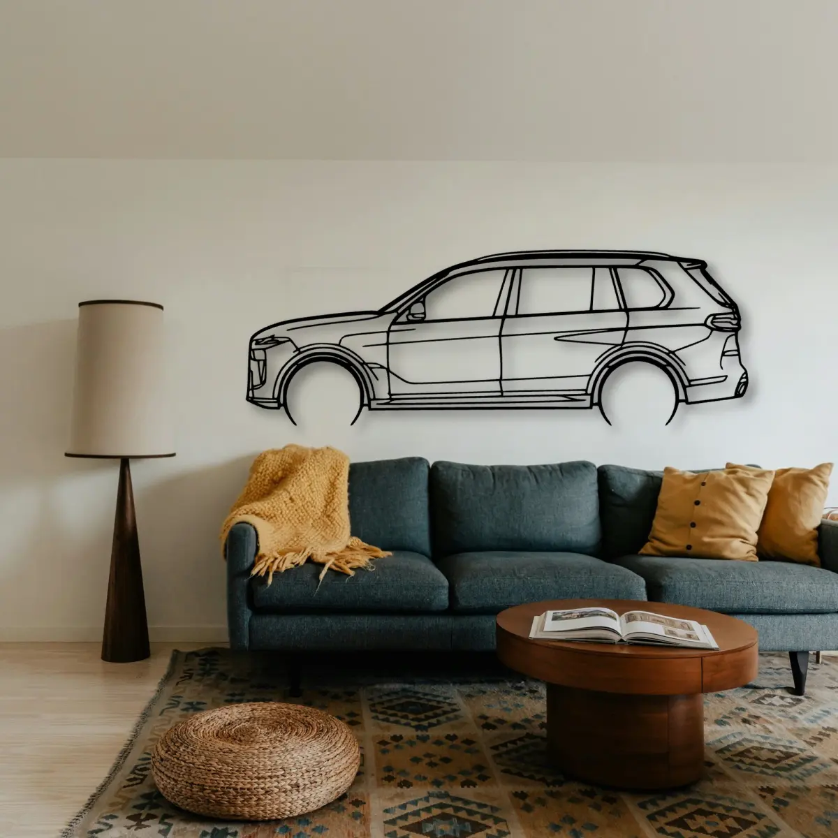 Bmw X7 2023 silhouette on a feature wall