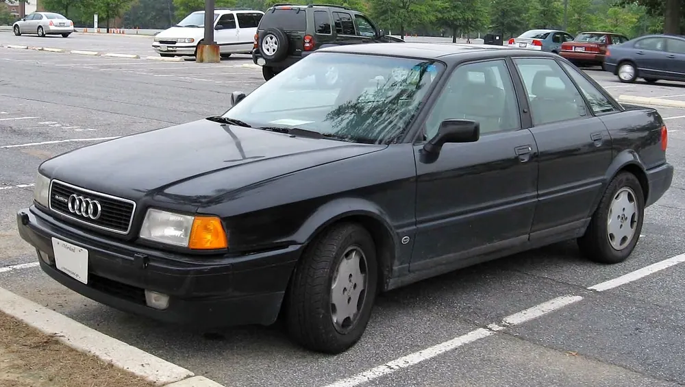 Audi 90 TYP 85 — cut-metal silhouette in clean-sided form